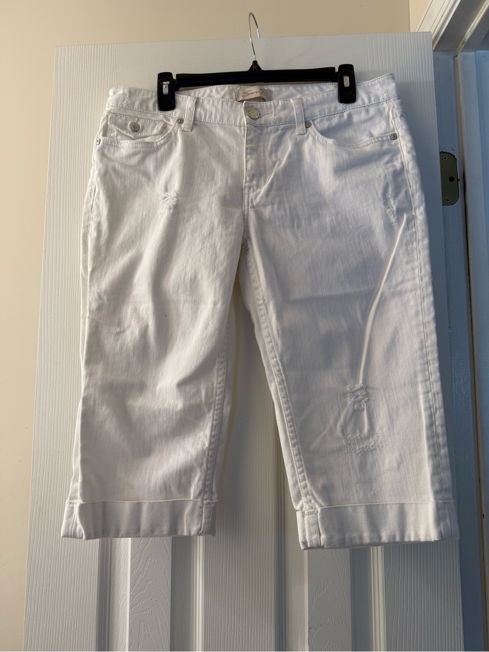 White Women's Bermuda Jean Shorts